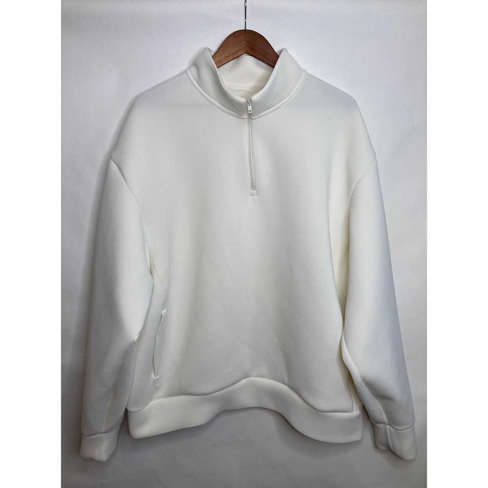 Uniqlo Ultra Stretch Dry Sweatshirt Quarter Zip‎ Off White XXL Unisex Athleisure